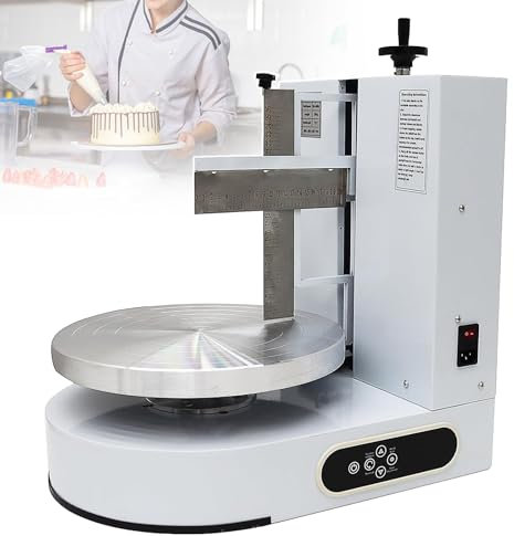Máquina Para Decorar Pasteles, Raspador Graduado Ajustable + Plato Giratorio Automático De 12, Práctica Máquina Para Hacer Pasteles De Cumpleaños Y Esparcidor De Crema,White