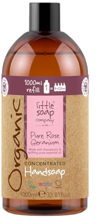 Little Soap Company Organic Rose Geranium Hand Soap Refill – 1L Concentrated Liquid Soap, Natural, Vegan, Cruelty-Free Hand Wash