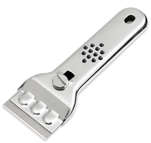Jipersuo Glass Scraper Cleaning Scraper Suitable for Glass Ceramic and Induction Cooktops ​​Bottle cleaning brushes​​ (Silver, 13.5x4.5x2cm)