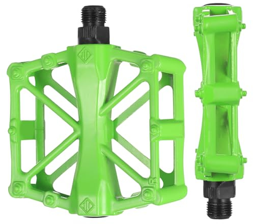 1 Pair Mountain Bike Pedals, MTB Pedals, Bicycle Cycling Bike Pedals, Bicycle Pedals, Anti-Slip Aluminum 9/16 inch Thread Bicycle Cycling Pedals Flat Pedals for Most Bicycles Road Bike, Black (green)
