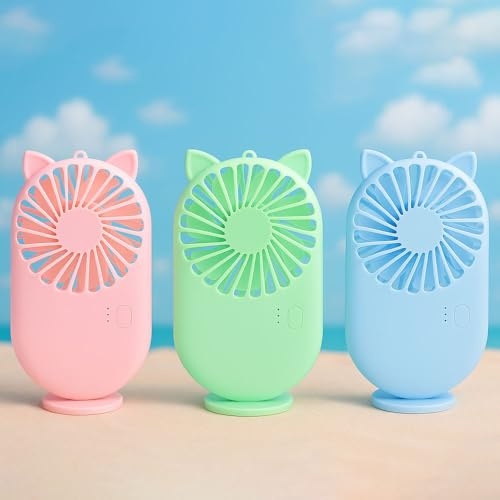 BMLIMITED BML Mini Portable Handheld Fan With Cat Ears Lightweight Cooling Fan For Travel Desk Or Outdoor Use Suitable For Kids & Adults Available in Three Colors