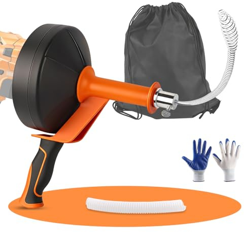 Desatascador Tuberías 10m – Cable Desatascador Manual y Eléctrico – Desatascador Tuberías Profesional para Cocina y Baño – Incluye Accesorios – Compatible como Desatascador WC Espiral de limpieza de