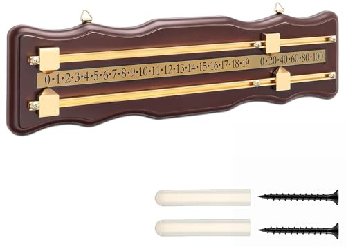 Lewtemi Holz Billardspiel Scorer 2 Track Wandmontage Snooker Billard Score Board Shuffleboard Scoreboard Classic Snooker Recorder für Billardtisch Shuffleboard Spielzimmer, Weinrot