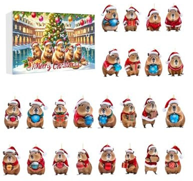 Jiangbered 24 Pezzi Calendario Avvento Natale Bambini Calendario Animale Portachiavi Acrilico Creativo Adatto a Regali Feste, Un set