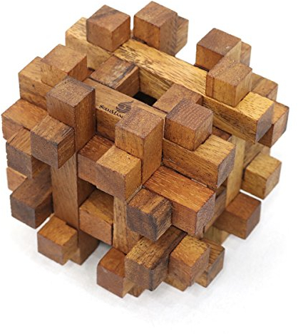 Double Lock A Ball: 3D Wooden Brain Teaser Burr Puzzle for Adults. Mechanical, Interlocking Wooden Puzzle for Adults. Designed for STEM, Cognitive & Logical Thinking Develop