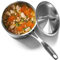 HOMICHEF Cazo/Olla de Acero Inoxidable Pulido Mate Sin Níquel Con Tapa (16 cm, 1,7 litros) - Cazo de Inducción Acero Inoxidable 21/0