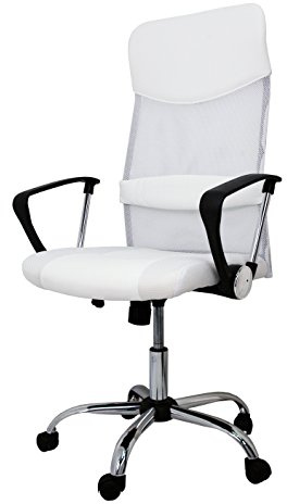 La Silla Española Santander Oficina con Reposacabezas, Piel_sintética, Blanco, 52x55x118 cm