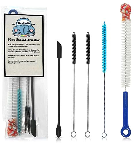 Blue Beetle Brushes – Glass Pipe Cleaning Kit, Glass Pipe Cleaner, Pipe Cleaner, Bowl Cleaner, Hookah Cleaning Kit, Water Pipe Cleaner, Pipe Brushes, Pipe Cleaning
