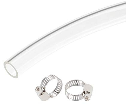 sourcing map PVC Clear Vinyl Tubing, 10mm(3/8) ID 13mm(1/2) OD 10ft Plastic Pipe Air Water Hose with Clamps