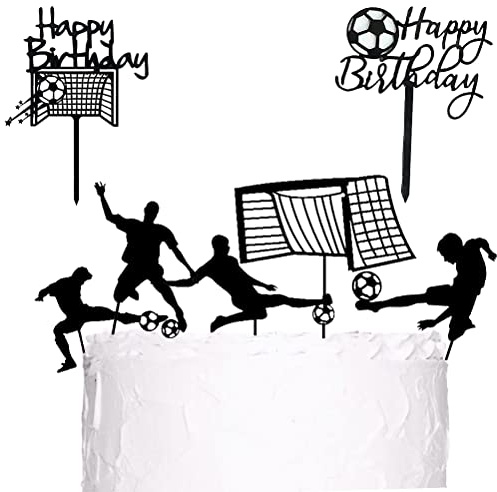 MiaLover 7 Pieces Football Cake Topper Cupcake Football Birthday Cake Decoration Happy Birthday Cake Decoration for Football Party Decorations Sports Party Decorations