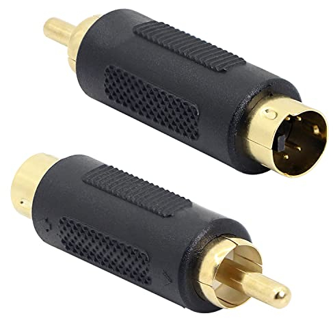 GELRHONR 4 pin mini DIN S-Video a RCA adattatore, placcato oro 4 pin cavo composito adattatore per TV, CCTV o DVR-2PCS