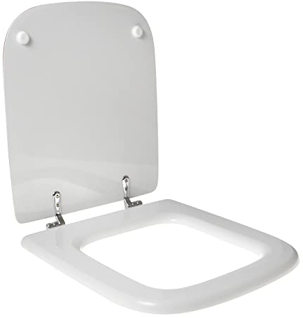 WC-Sitz für Globo Clio Holz, hochwertiges Polyester, Scharnier aus Edelstahl, Farbe: Weiß, Verschluss: Soft Close