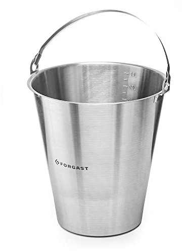 Forgast Secchiello in Acciaio Inox, 15 Litri, Secchio Senza Anello, Secchiello da Cucina, Secchiello per il Latte, per Mangimi, Raffreddatore per Champagne, Scala Pratica all'interno