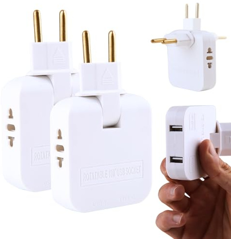 APUKESE Pack DE 2 Ladron enchufes Plano - Enchufe Multiple Plano con 2 USB + 2 Tomas - Enchufe Plano Pared extraplano - ladrón Enchufe ladron Enchufe - enchufes Pared - enchufes Multiples