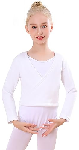 Bezioner Maglioncino da Balletto con Pile Giacca Danza per Bambini e Donne Bianco L(130-150cm)