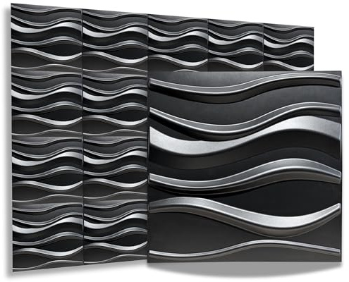 Eurodeco 3D Paneele PVC Kunststoffpaneele Wandpaneele Gaming Zimmer Wand Decke 3D Optik Wave (40) PVC 3D Platten