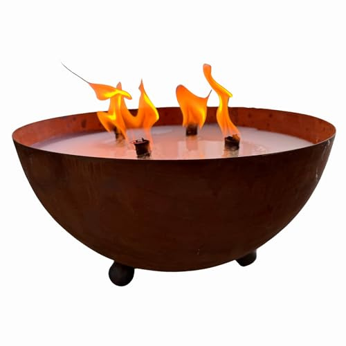 Schwabenfire XXL Outdoorkerze mit Dauerdocht in Edelrost Metallschale kerzendeko Geburtstagsgeschenk für Frauen große Outdoor Kerzen wiederverwendbar Kerzen für draußen Garten Kerze RegioLust