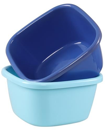 Parlynies 2-Pack Large Wash Basin, 18 Quart Plastic Dish Pan/Wash Tub