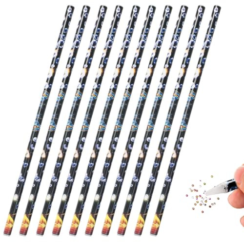 Lot de 10 magnifiques stylos de cire à strass doux pour ongles - Pour travaux manuels, ongles, pointillés - Pour peinture diamant
