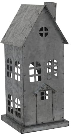 Laterne ZINKHAUS grau aus Metall H30cm Lichthaus Dekohaus - MITTEL