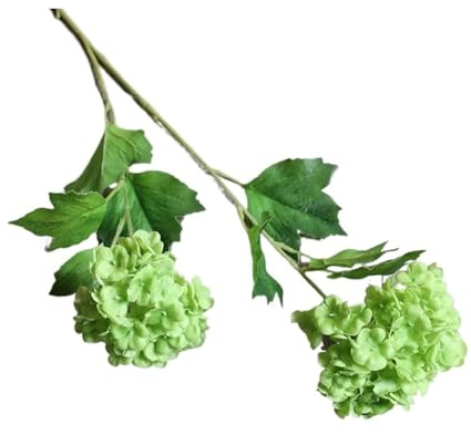 Seodon 5pcs/lot Imitation 2 Heads Latex Hydrangea Real Touch Artificial Flowers Wedding Decoration Arrangement Home Decoration Snowball Hydrangea(Dark Green)