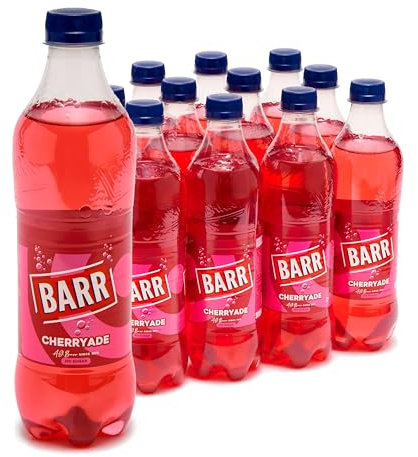 Barr Cherryade - Fizzy Drinks 12 Pack x 500ml Bottles - Sparkling Cherry Soda Flavour Soft Drink with Zero Sugar