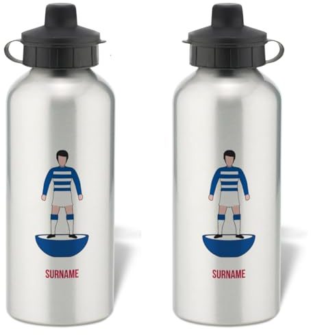 Personalised Football Player Figure Aluminium Water Bottle for Queens Park Rangers fans - 600ml - Silver Bottle