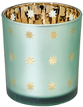 EDZARD Bicchiere da tè Duco (H 8 cm) in oro in vetro – Portacandele in vetro per tealight, candele decorative da tavolo, decorazione per il soggiorno – regali per genitori