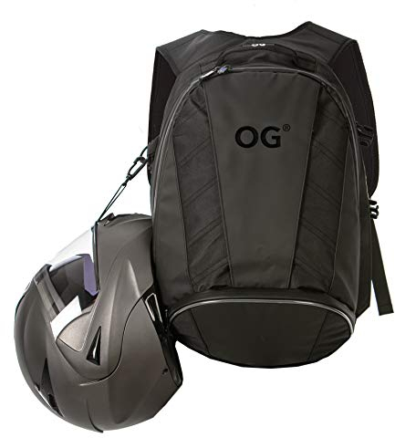 OG Original EZ-RiderPRO Motorrad Rucksack Schwarz Erweiterbar 28-35L, Motorradhelm-Tasche, Helm-Trageriemen, Wasserdicht, Laptop-Fach, Reflektierend, Schwarz Logo