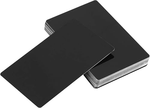 Business Cards, 50Pcs Business Visiting Name Cards, Impressive Blanks Laser Mark, Engraved Metal Smooth, for Laser Engraving DIY, for DIY Gift Lable Tag Cards, 3.4 * 2.1 * 0.01inch, Black
