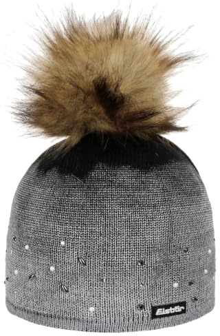 Eisbär Dip Dye Lux Crystal Mütze Pudelmütze Wintermütze Beanie Damenmütze Strickmütze Damen - Made in Austria mit Futter, Futter Herbst-Winter Winter
