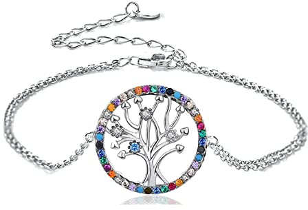 VICKWOOD Chaîne Arbre de vie Arbre de Vie Bracelet Femme Collier Avec Pendentif Arbre de vie en Argent 925 Sterling en Or ou Argent Cadeau pour Femme