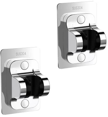 SIMGOTT Neu Aufgerüstet Handbrause Halterung 2Pcs, SUS 304 Edelstahl Ohne Bohren Kleber Winkel Verstellbar Brausehalter Duschhalterung, Super Power, Wasserdicht