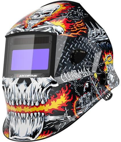 ARCCAPTAIN Casco de soldadura de oscurecimiento automático, 1/1/1/1, capucha de soldadura de color verdadero, 4 sensores de arco 1/25000s, tiempo de respuesta solar, casco de campana de soldadura
