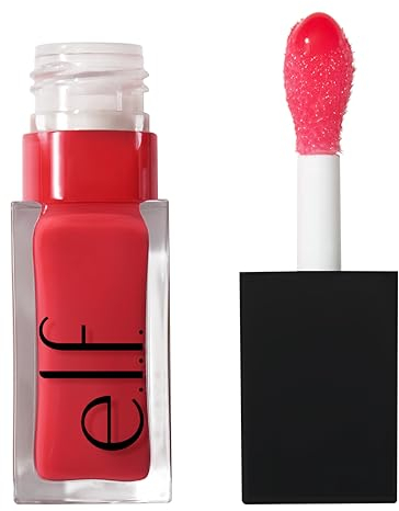 e.l.f. Glow Reviver Lip Oil, Nourishing Tinted Lip Oil For A High-Shine Finish, Infused With Jojoba Oil, Vegan & Cruelty-Free, Red Delicious