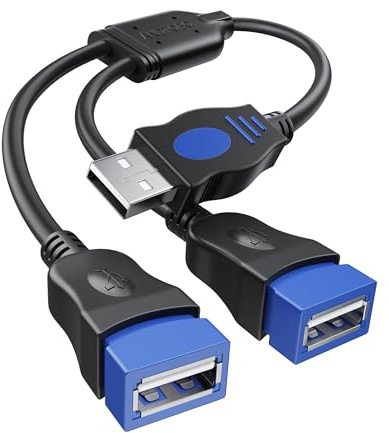 Cavo USB Sdoppiatore, USB Doppia Uscita, Cavo 2.0 Y Splitter USB per Auto/iPhones/LED/Dischi Rigidi Esterni, ecc