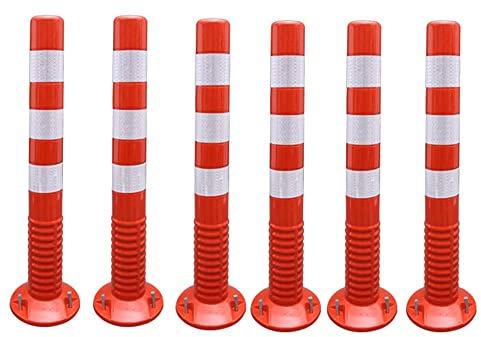 Flexible Traffic Marking Posts, Warning Cones, Parking Barriers, Plastic Commercial Parking Safety Barriers with Reflective Tape, Night Visual Bollards/Red+White/1 Pack