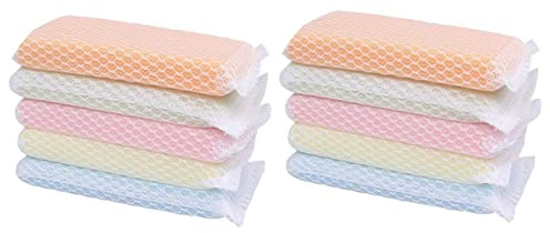 minkissy Reusable Kitchen Scrubber Sponge, 10pcs Scouring Cloth with Powerful Scrubbing Surface, Highly Absorbent and Gentle on Hands for Washing Dishes Random Color