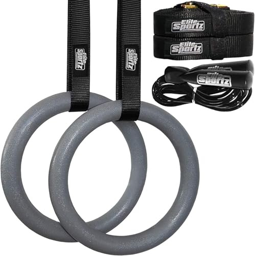 Ceciliec Gymnastic Rings Non-Slip Textured Pull-Up Rings for Home Gym & Kids' Fitness Durable Suspension Trainer Straps & Buckles