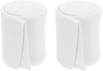 Rebower 7cm x 80M Puños Elásticos para Coser Tejido de Punto de Algodón Acanalado Mangas Banda Elástica, [para Tela, Manualidades Diy] - Beige/ 2 Piezas