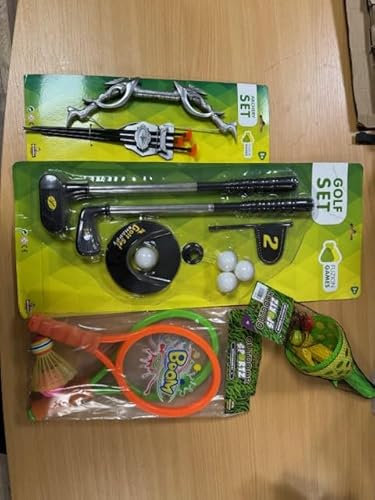 Kids Sports Toys Bundle Set, Archery Bow with Arrows and Mini Golf Equipment, Outdoor Play Games