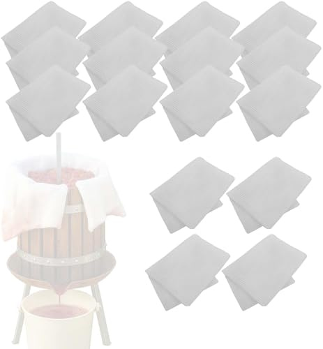 BURI 16 paños de presión para prensa de frutas de 12 l, para prensador de frutas, 42,5 x 47 cm, bolsa de malla fina y lavable, filtro de presión, red de filtro
