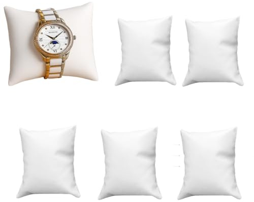 KEWUF 5 pièce ouate de Coton de Montre en ouate de Coton Oreiller de Montre Blanc et Blanc Présentoir de Bijoux Coussins de Bracelet pour Boîte Cadeau
