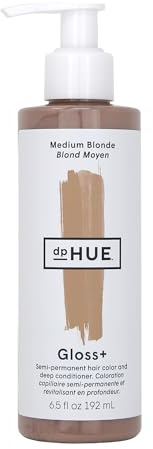 dpHUE Gloss+, Medium Blonde - 6.5 oz (8-12 Applications) - Semi-Permanent Hair Color & Conditioner - Lasts Up to Eight Washes - Paraben, SLS & SLES Sulfate Free - Vegan, Leaping Bunny Certified
