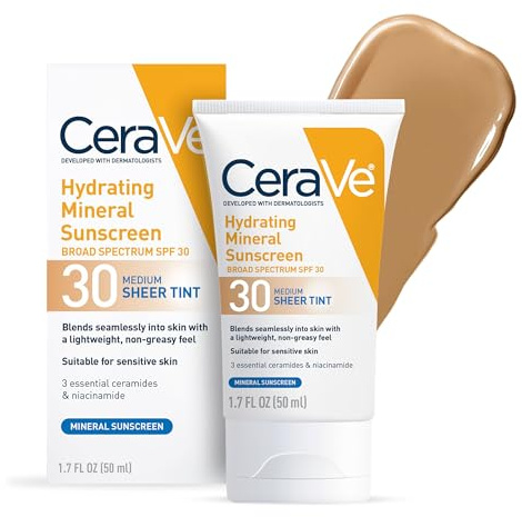CeraVe Moisturizing Mineral Sunscreen Face Sheer Tint SPF 30