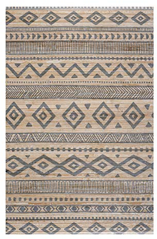 STORESDECO Alfombra de bambú Natural Antideslizante sin Bordes y Resistente a la Humedad. Ecológica, Antimanchas, Elegante y fácil de Limpiar diseño Étnica Clara 120x180 cm