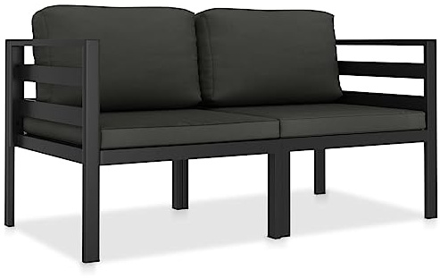 vidaXL Garten Sofagarnitur 2-TLG. mit Auflagen Gartensofa Sofa Lounge Gartenmöbel Ecksofa Gartenbank Bank Gartenset Aluminium Anthrazit