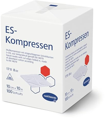 Hartmann ES Compresses de gaze non stériles 10 x 10 cm 8 couches (10 x 100 = 1000 pièces)