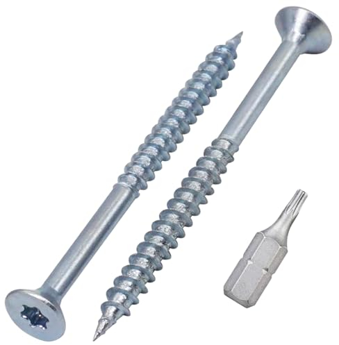 SKIR'CO (100 uds) Tornillos para madera de acero galvanizado 3,0 x 40 mm, Torx de cabeza avellanada, tornillos para aglomerado, parcialmente roscados