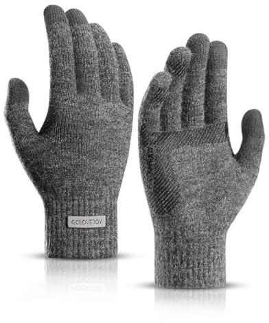 PSOWQ 1 Paar Strickhandschuhe Touchscreen, Handschuhe Fingerhandschuhe rutschfest Perfekt Verdickte Winterhandschuhe Warme Strick für Damen Herren Outdoor Radfahren Sport - Dunkelgrau